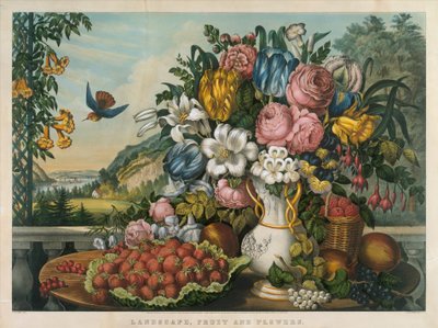 Landscape, Fruit and Flowers by Frances Flora Bond Palmer